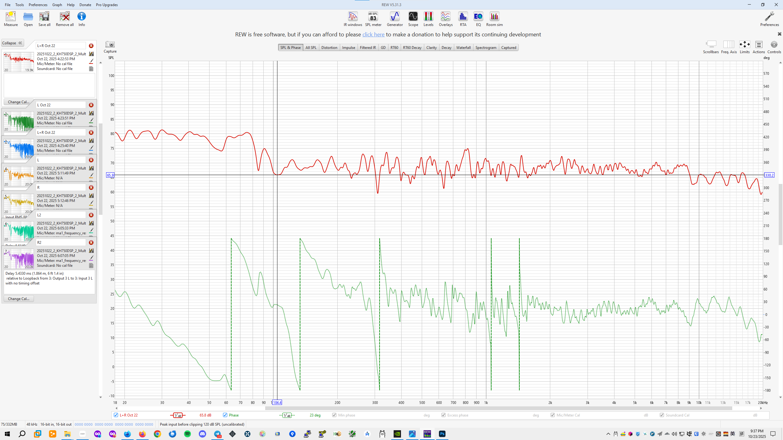 REW - CA2F - KH120A + Dual KH750DSP - L+R - 1_48 Smoothing