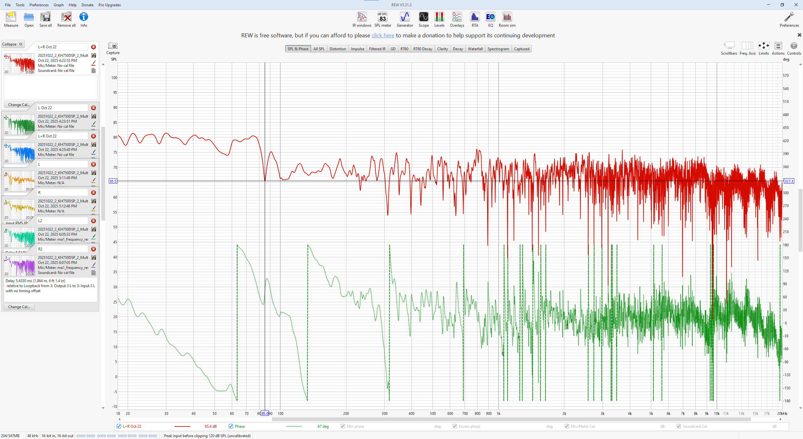 REW - CA2F - KH120A + Dual KH750DSP - L+R - No Smoothing